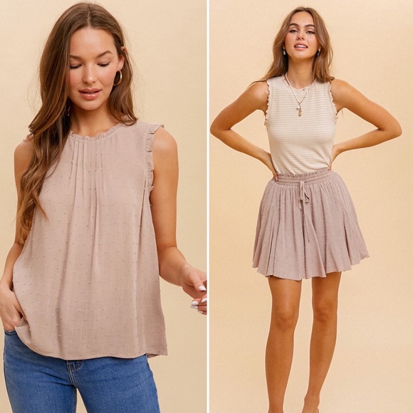 13. Women’s Flare Skirt Swiss Dot Mocha Gray Boutique Item NEW NWT - Picture 5 of 5